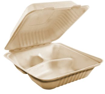 P4003 - 8"x8" Sugarcane 3-Comp Container (200's)