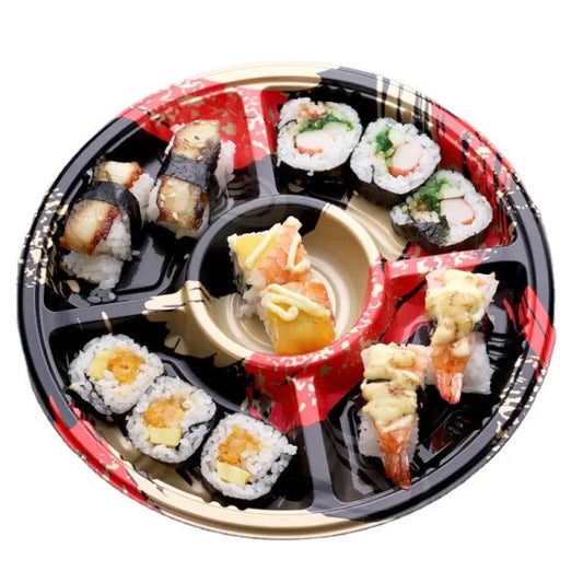P2430 - TT307 5-Comp White Sushi Tray (100 sets)